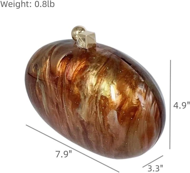 GSYPS Acrylic Evening Clutch Bag for Women Shell Shape Shoulder Crossbody Bag Glitter Marble Purse Handbag - Image 2